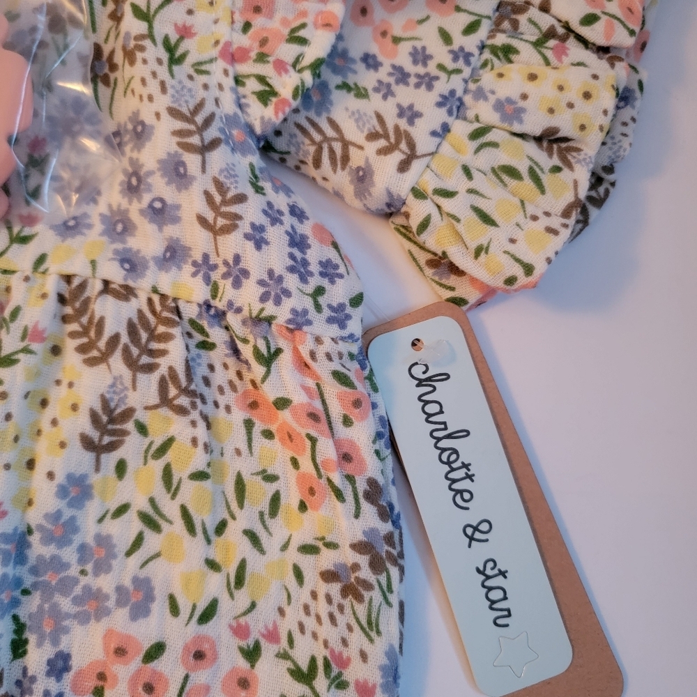 Charlotte & Star Floral Romper Hat Set Sunglasses 3 Piece Set Boutique Baby - Picture 3 of 6